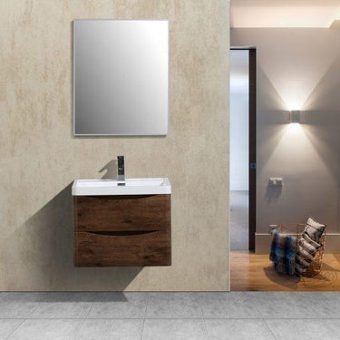 Eviva Smile 28″ Wall Mount Modern Bathroom Vanity w/ White Integrated Top Vanity Eviva